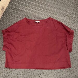 Chic Burgundy Crop Top with Ruffled Sleeves